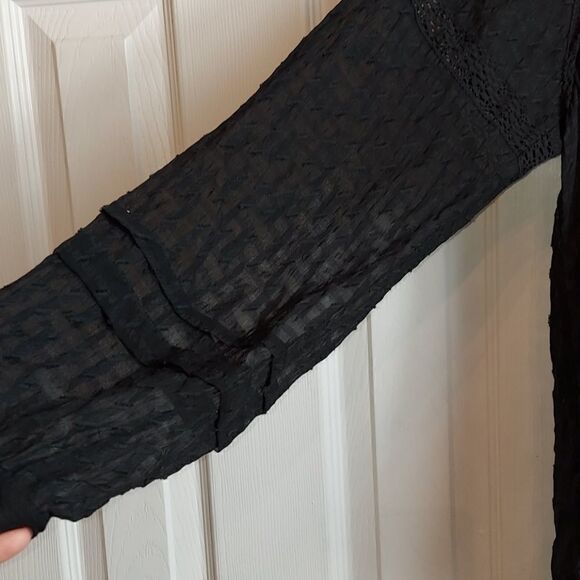 Rebecca Taylor Black Silk Blend Blouse Sz 0 - Picture 9 of 13